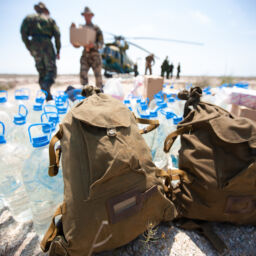 Delivery of humanitarian aid by military helicopter